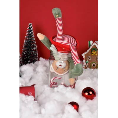 DOUDOU ET COMPAGNIE DOUDOU przytulanka chochlik świąteczny z domkiem  27 cm Farceur Cannelle