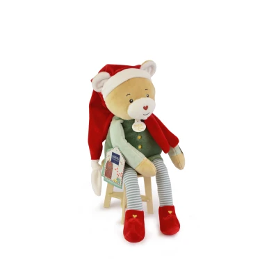 DOUDOU ET COMPAGNIE DOUDOU przytulanka chochlik świąteczny z domkiem  27 cm Farceur Cotillon