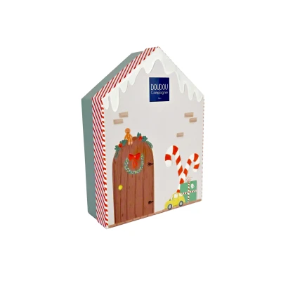 DOUDOU ET COMPAGNIE DOUDOU przytulanka chochlik świąteczny z domkiem  27 cm Farceur Cotillon