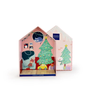 DOUDOU ET COMPAGNIE DOUDOU przytulanka chochlik świąteczny z domkiem  27 cm Farceur Cannelle