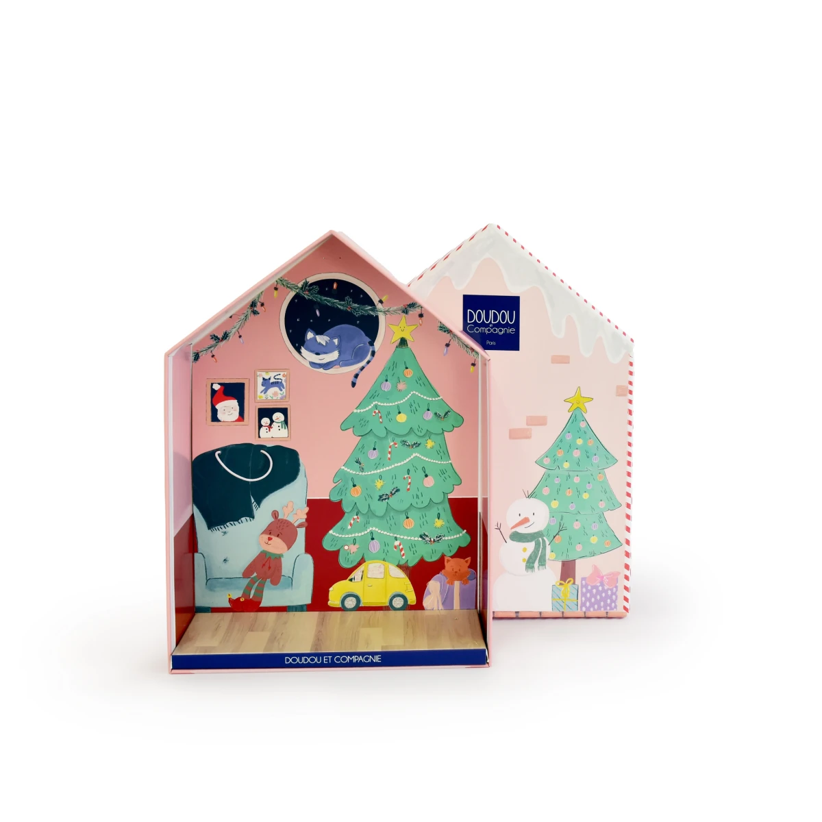DOUDOU ET COMPAGNIE DOUDOU przytulanka chochlik świąteczny z domkiem  27 cm Farceur Cannelle