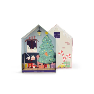 DOUDOU ET COMPAGNIE DOUDOU przytulanka chochlik świąteczny z domkiem  27 cm Farceur Cotillon