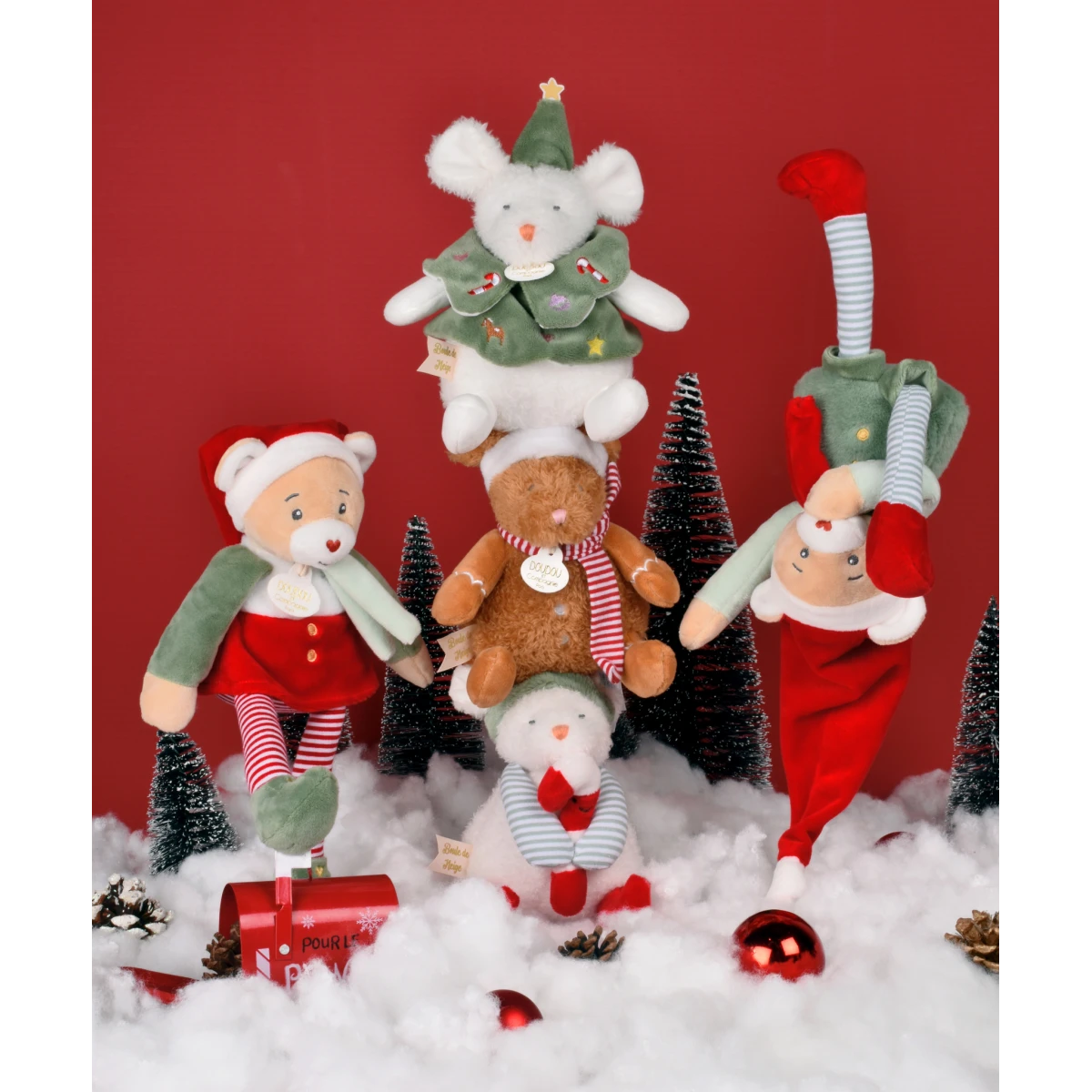 DOUDOU ET COMPAGNIE DOUDOU przytulanka chochlik świąteczny z domkiem  27 cm Farceur Cannelle