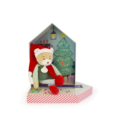 DOUDOU ET COMPAGNIE DOUDOU przytulanka chochlik świąteczny z domkiem  27 cm Farceur Cotillon