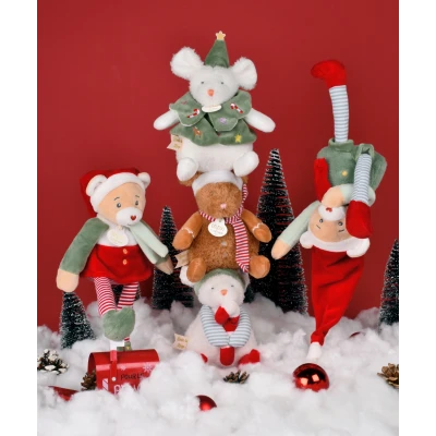 DOUDOU ET COMPAGNIE DOUDOU przytulanka chochlik świąteczny z domkiem  27 cm Farceur Cotillon