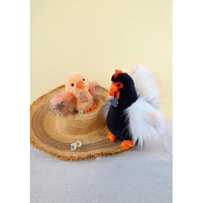 DOUDOU ET COMPAGNIE DOUDOU przytulanka kogucik Coq'Rico Histoire d'Ours 26 cm czarno-biały