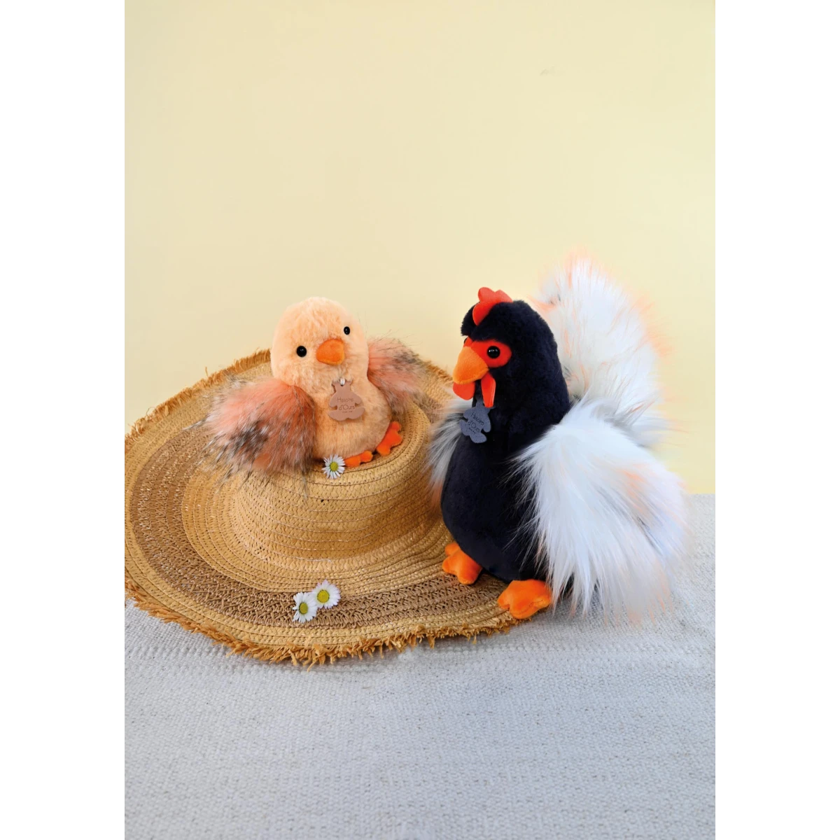 DOUDOU ET COMPAGNIE DOUDOU przytulanka kogucik Coq'Rico Histoire d'Ours 26 cm czarno-biały