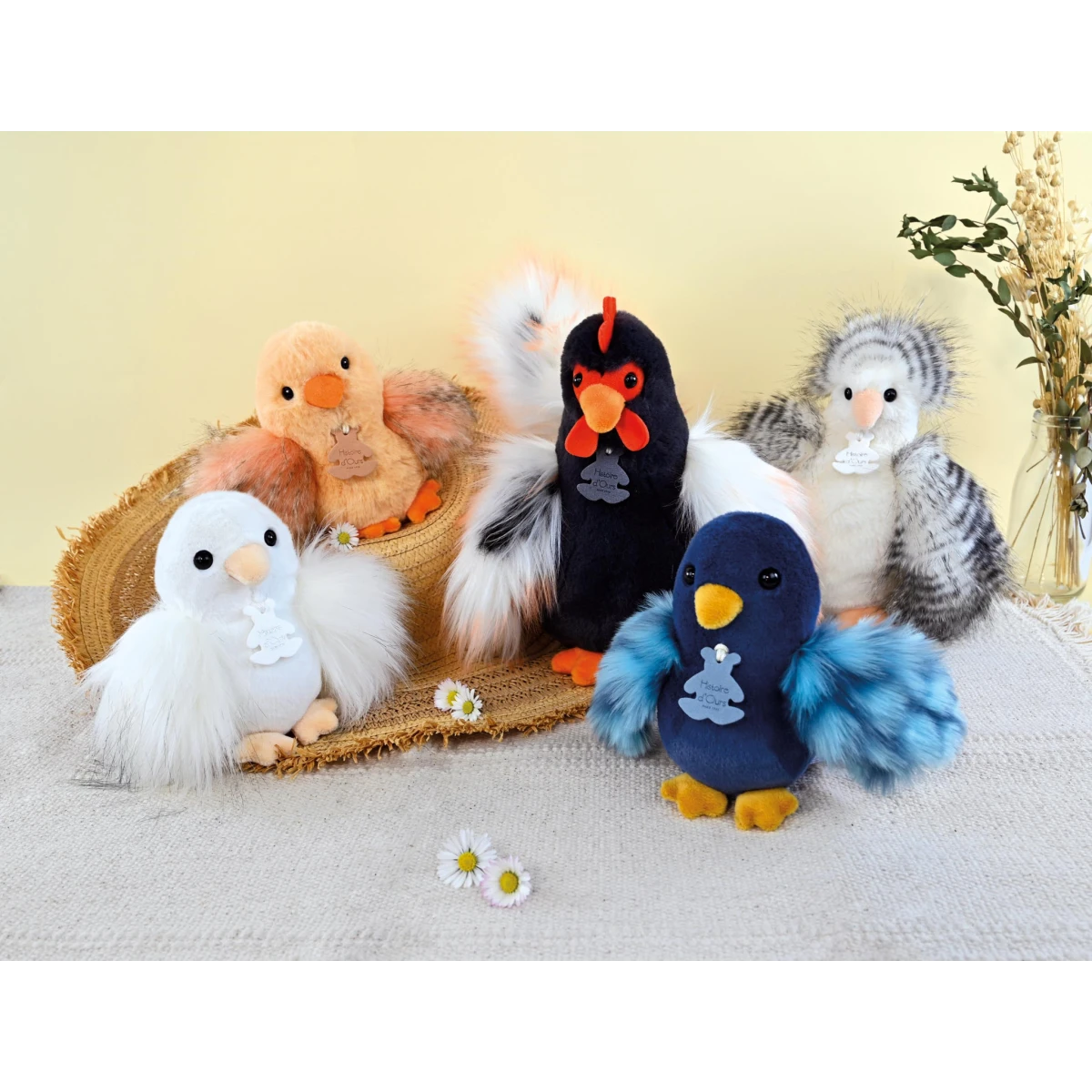 DOUDOU ET COMPAGNIE DOUDOU przytulanka kogucik Coq'Rico Histoire d'Ours 26 cm czarno-biały