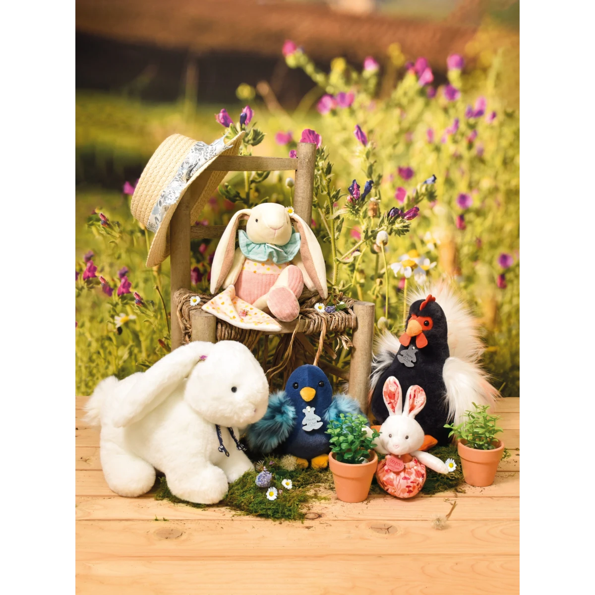 DOUDOU ET COMPAGNIE DOUDOU przytulanka kogucik Coq'Rico Histoire d'Ours 26 cm czarno-biały
