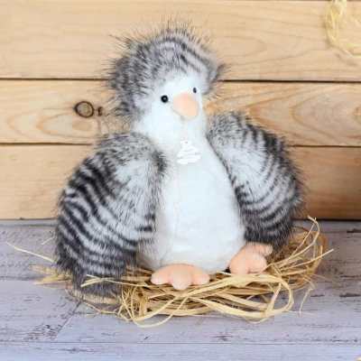 DOUDOU ET COMPAGNIE DOUDOU przytulanka kurka Poulette Histoire d'Ours 20 cm biało-szara