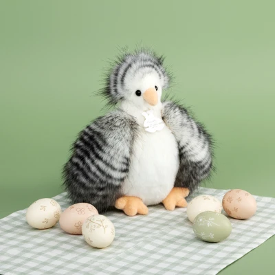 DOUDOU ET COMPAGNIE DOUDOU przytulanka kurka Poulette Histoire d'Ours 20 cm biało-szara