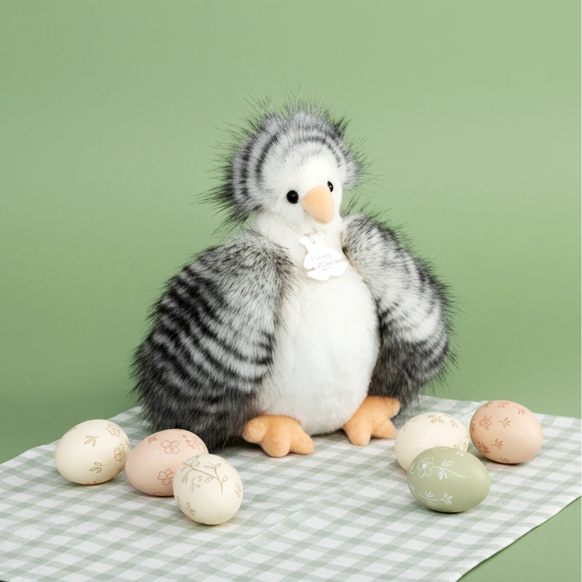 DOUDOU ET COMPAGNIE DOUDOU przytulanka kurka Poulette Histoire d'Ours 20 cm biało-szara