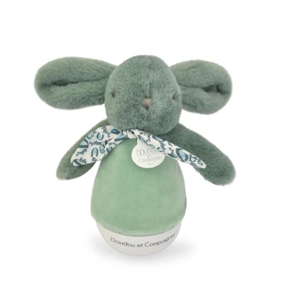 DOUDOU ET COMPAGNIE DOUDOU lampka nocna muzyczna Lapin Doudou Culbuto  16 cm zielony szałwiowy