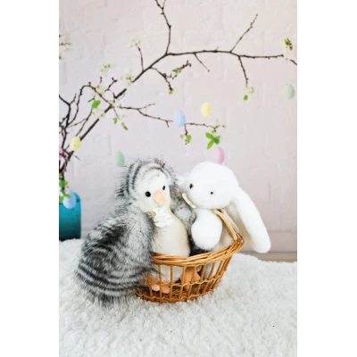 DOUDOU ET COMPAGNIE DOUDOU przytulanka kurka Poulette Histoire d'Ours 20 cm biało-szara