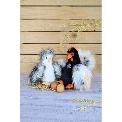 DOUDOU ET COMPAGNIE DOUDOU przytulanka kurka Poulette Histoire d'Ours 20 cm biało-szara
