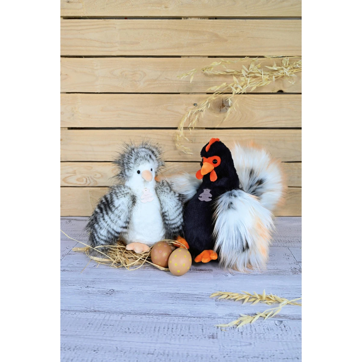 DOUDOU ET COMPAGNIE DOUDOU przytulanka kurka Poulette Histoire d'Ours 20 cm biało-szara