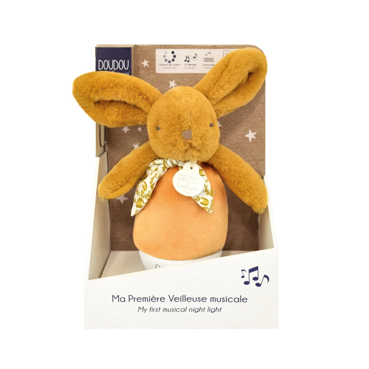 DOUDOU ET COMPAGNIE DOUDOU lampka nocna muzyczna Lapin Doudou Culbuto  16 cm ochra