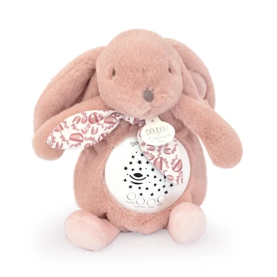 DOUDOU ET COMPAGNIE DOUDOU lampka projektor muzyczny króliczek Lapin Doudou Projection  19 cm różowy