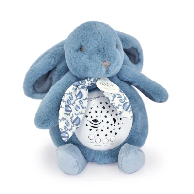 DOUDOU ET COMPAGNIE DOUDOU lampka projektor muzyczny króliczek Lapin Doudou Projection  19 cm niebieski
