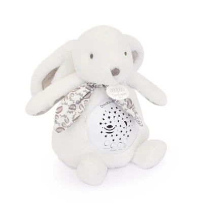 DOUDOU ET COMPAGNIE DOUDOU lampka projektor muzyczny króliczek Lapin Doudou Projection  19 cm biały
