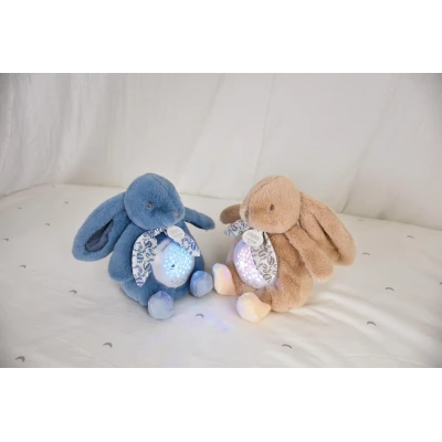 DOUDOU ET COMPAGNIE DOUDOU lampka projektor muzyczny króliczek Lapin Doudou Projection  19 cm niebieski