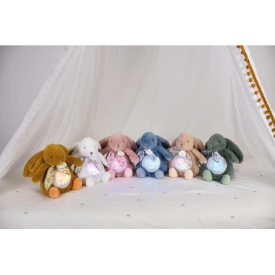 DOUDOU ET COMPAGNIE DOUDOU lampka projektor muzyczny króliczek Lapin Doudou Projection  19 cm biały
