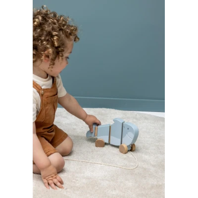 TRIXIE Drewniana zabawka do ciągnięcia z ruchomymi elementami Rekin Baby