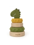 TRIXIE Drewniana piramida do układania z silikonowymi elementami Dinozaur Baby