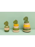 TRIXIE Drewniana piramida do układania z silikonowymi elementami Dinozaur Baby