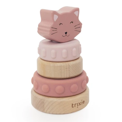 TRIXIE Drewniana piramida do układania z silikonowymi elementami Kot Baby