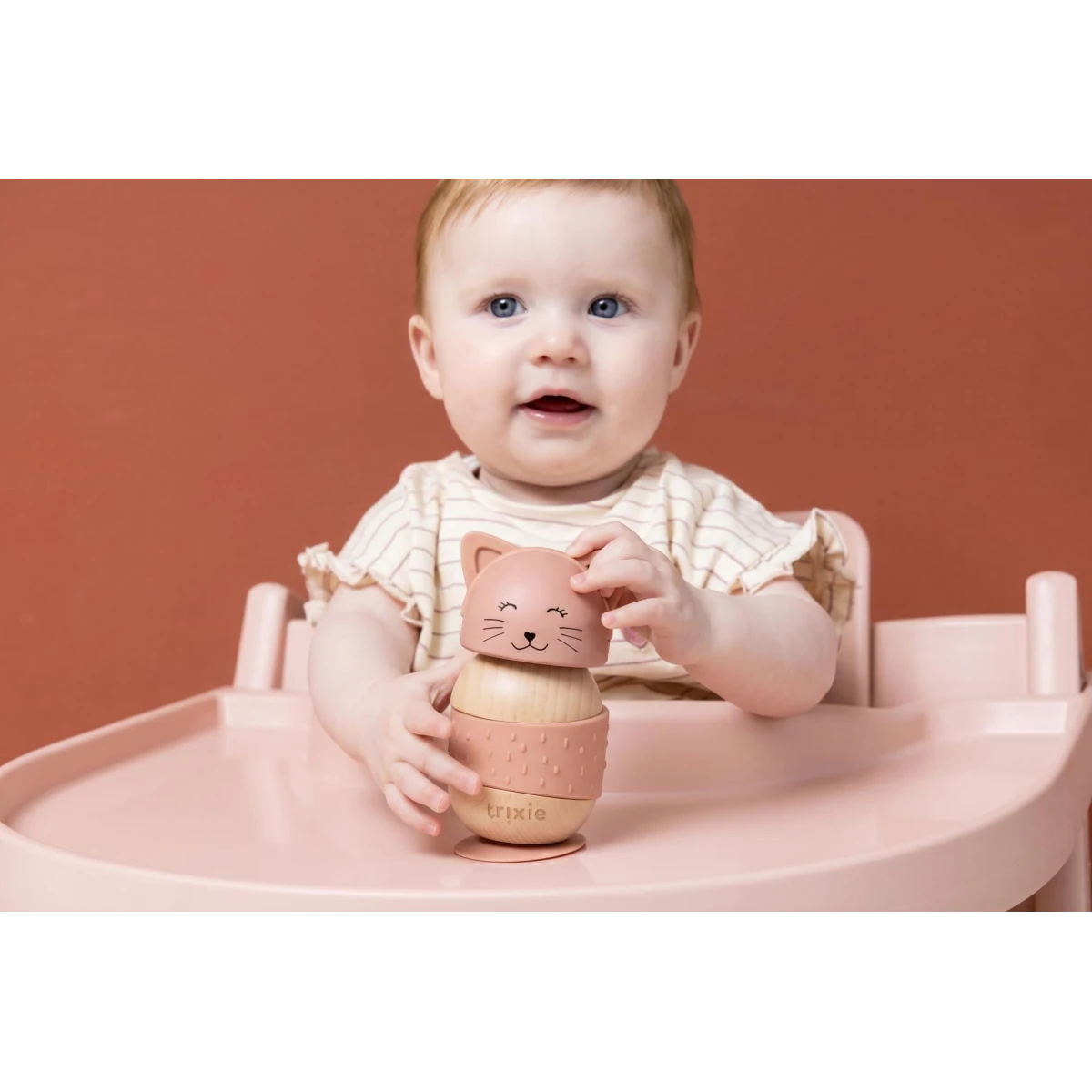 TRIXIE Drewniana silikonowa zabawka do bujania Kot Baby