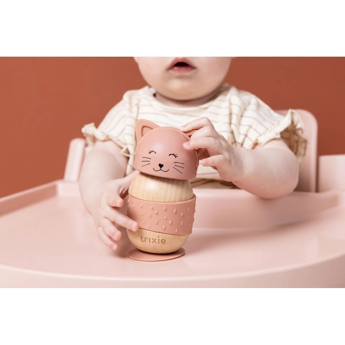 TRIXIE Drewniana silikonowa zabawka do bujania Kot Baby