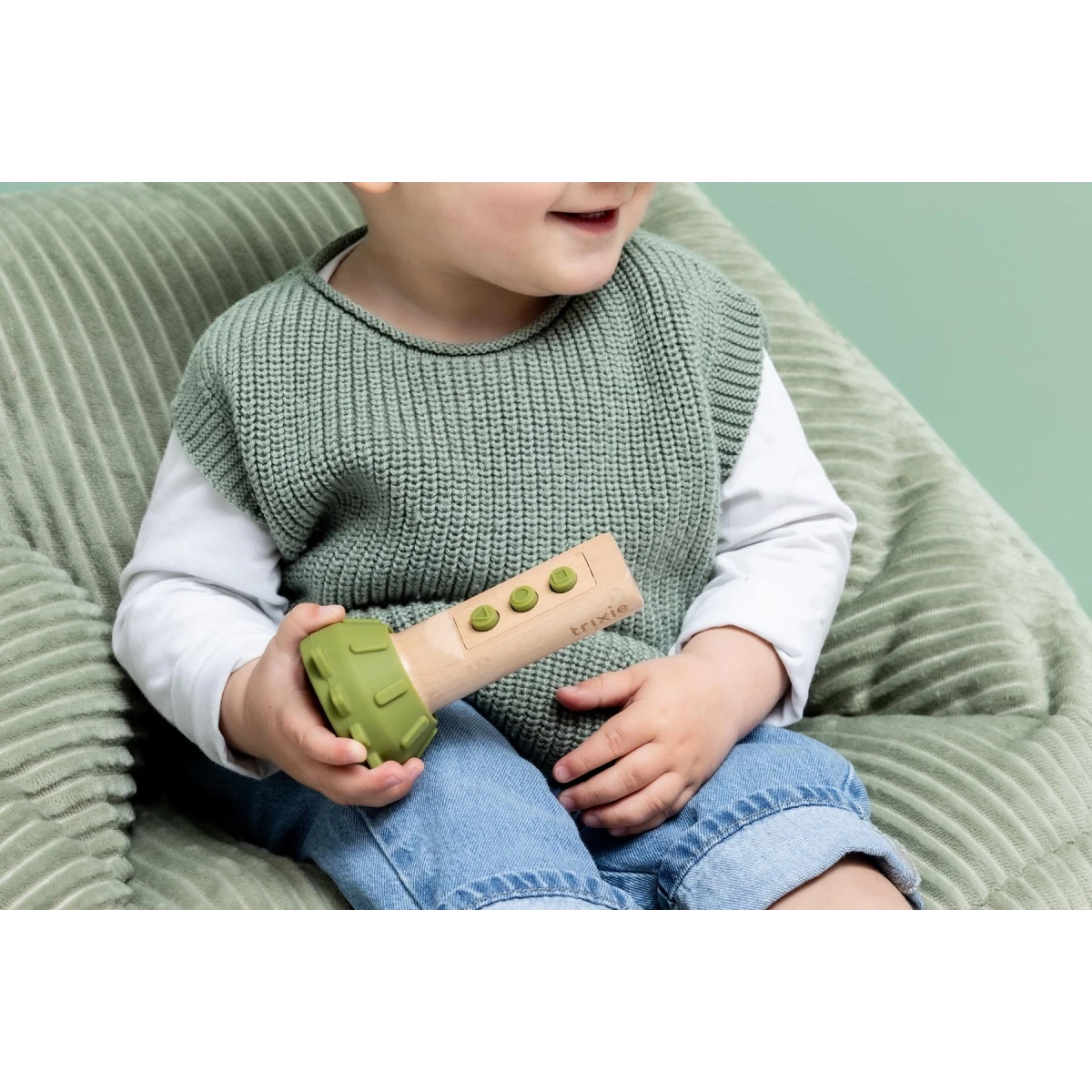 TRIXIE Drewniana latarka z silikonowymi elementami Dinozaur Baby