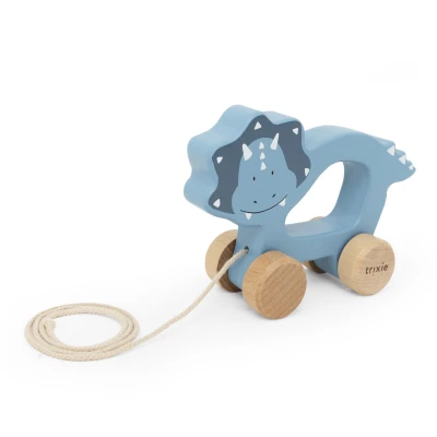 TRIXIE Drewniana zabawka do ciągnięcia Triceratops Baby