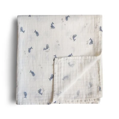 Mushie Otulacz z bawełny organicznej 120x120cm Whales