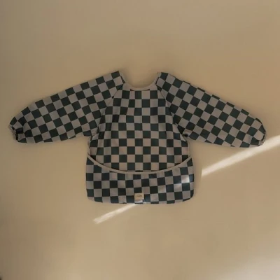Mushie Śliniak z rękawami Olive Check