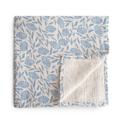 Mushie Otulacz z bawełny organicznej 120x120cm Blue Flowers