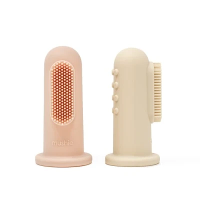 Mushie Szczoteczka Silikonowa na Palec 2-pak Blush / Shifting San