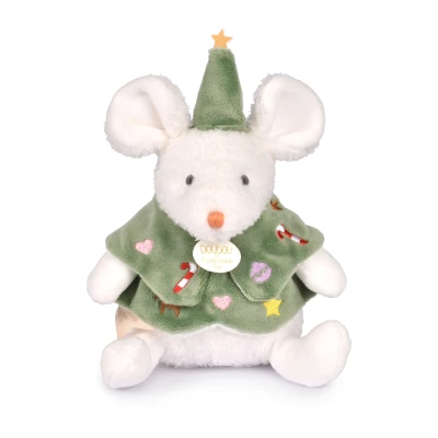 DOUDOU ET COMPAGNIE DOUDOU przytulanki myszki świąteczne Boule de Neige  15 cm 6 szt. ZESTAW