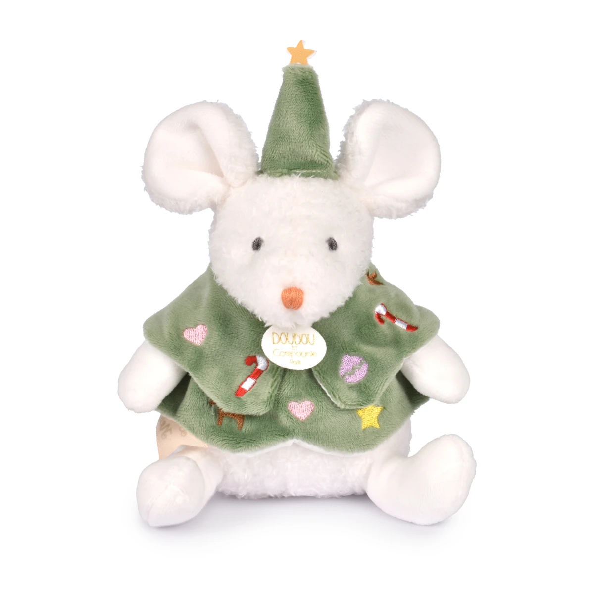 DOUDOU ET COMPAGNIE DOUDOU przytulanki myszki świąteczne Boule de Neige  15 cm 6 szt. ZESTAW