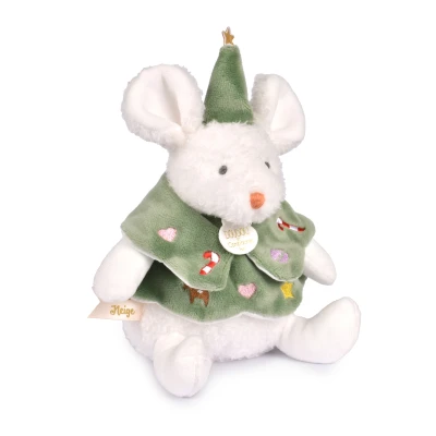 DOUDOU ET COMPAGNIE DOUDOU przytulanki myszki świąteczne Boule de Neige  15 cm 6 szt. ZESTAW