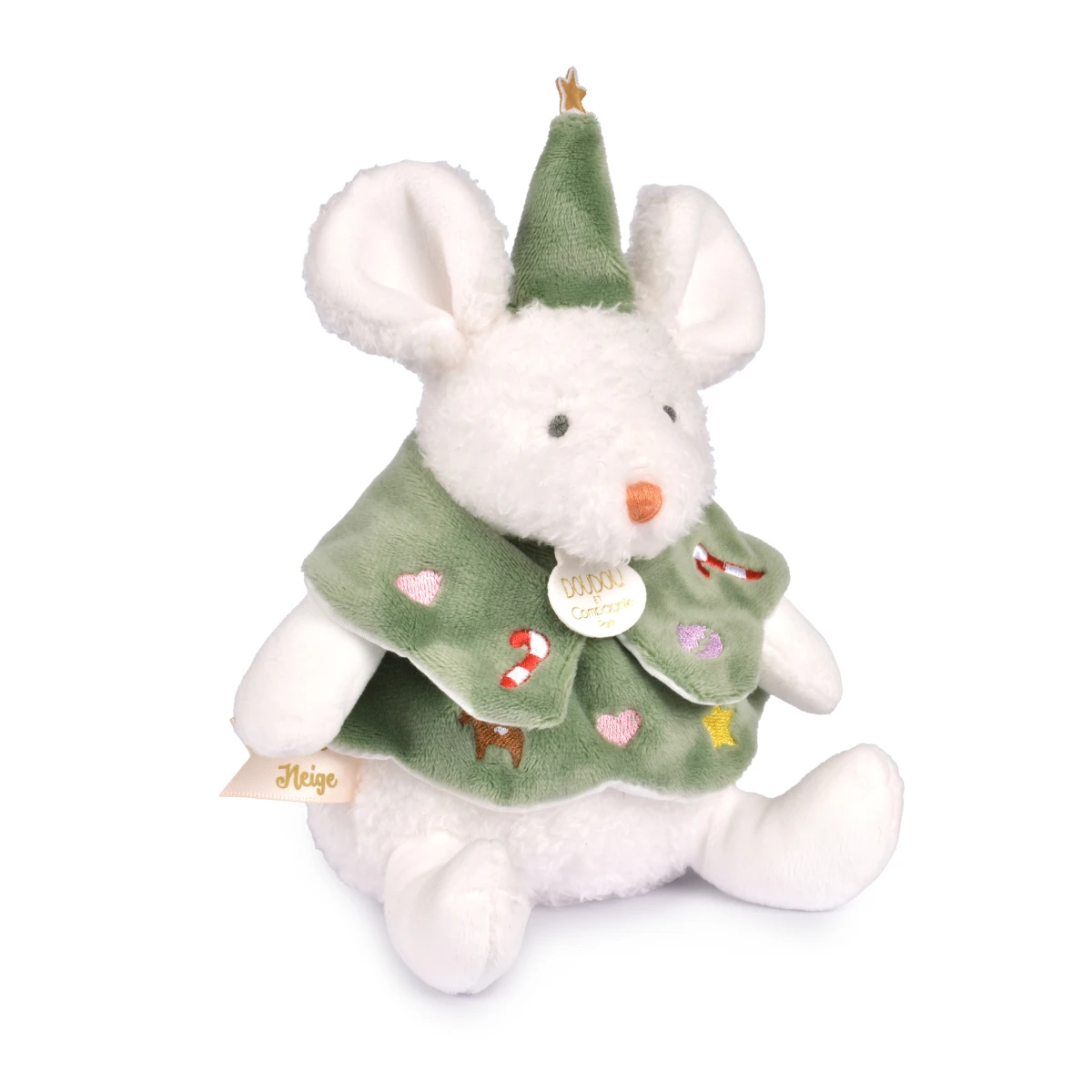 DOUDOU ET COMPAGNIE DOUDOU przytulanki myszki świąteczne Boule de Neige  15 cm 6 szt. ZESTAW