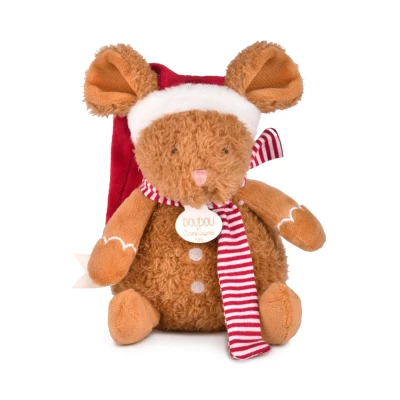 DOUDOU ET COMPAGNIE DOUDOU przytulanki myszki świąteczne Boule de Neige  15 cm 6 szt. ZESTAW