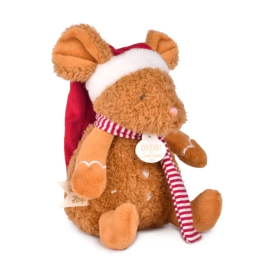 DOUDOU ET COMPAGNIE DOUDOU przytulanki myszki świąteczne Boule de Neige  15 cm 6 szt. ZESTAW