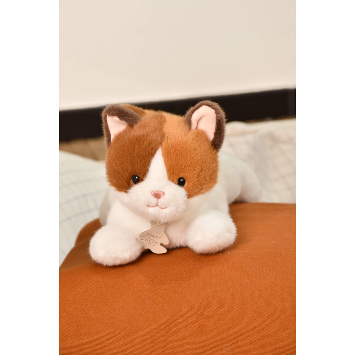 DOUDOU ET COMPAGNIE DOUDOU obciążeniowy pluszowy kot Les P'tits Relax Histoire d'Ours 22 cm rudo-biały