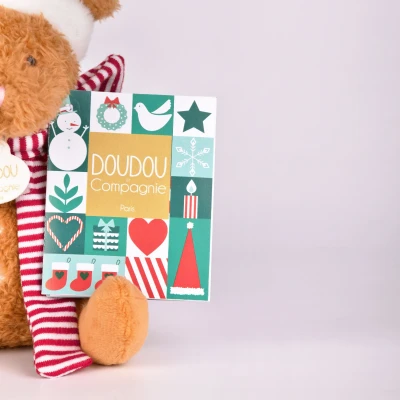 DOUDOU ET COMPAGNIE DOUDOU przytulanki myszki świąteczne Boule de Neige  15 cm 6 szt. ZESTAW