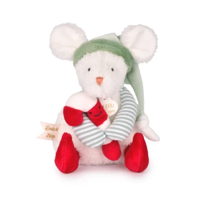 DOUDOU ET COMPAGNIE DOUDOU przytulanki myszki świąteczne Boule de Neige  15 cm 6 szt. ZESTAW