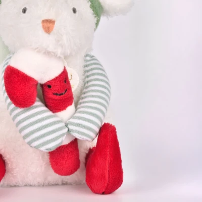 DOUDOU ET COMPAGNIE DOUDOU przytulanki myszki świąteczne Boule de Neige  15 cm 6 szt. ZESTAW