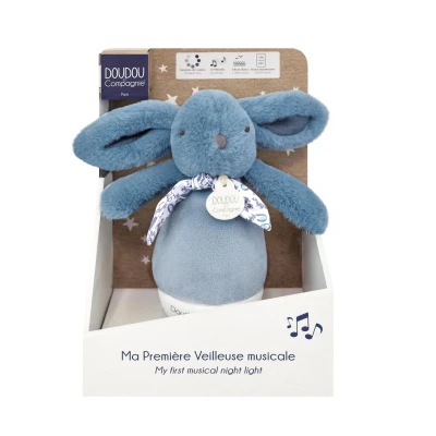 DOUDOU ET COMPAGNIE DOUDOU lampka nocna muzyczna Lapin Doudou Culbuto  16 cm niebieska
