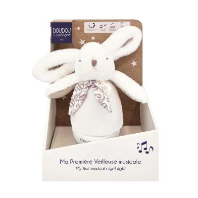 DOUDOU ET COMPAGNIE DOUDOU lampka nocna muzyczna Lapin Doudou Culbuto  16 cm biała
